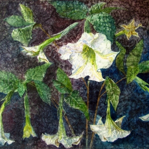 Светлана Темчук, Белые цветы, бум. акварель, 72-101 см. 2013 г