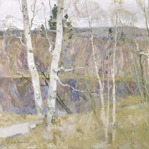П.Т. Фомин (1919–1996). Весенний пейзаж. 1987. Холст, масло. Собственность семьи автора