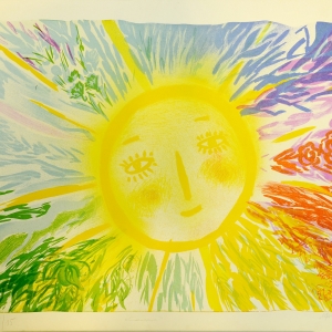 Пусть всегда будет Солнце. 1987 г. Цветная автолитография. 52 х 72 см