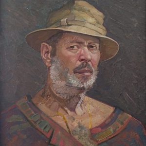 Выставка Н.И. Боровского. Автопортрет в желтой шляпе. 2010