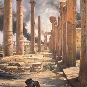 Нестеренко В.И. Древняя Пальмира. Левая часть триптиха «Сирийская земля», 250х170 см, х., м. 2017