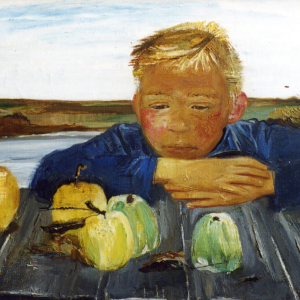 Л.А.Давыдова. Мальчик с яблоками. 1986. Холст, масло. 87х60. Собственность автора