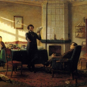 Н.Н.Ге (1831-1894). Пушкин в Михайловском (Пушкин и Пущин). 1875.